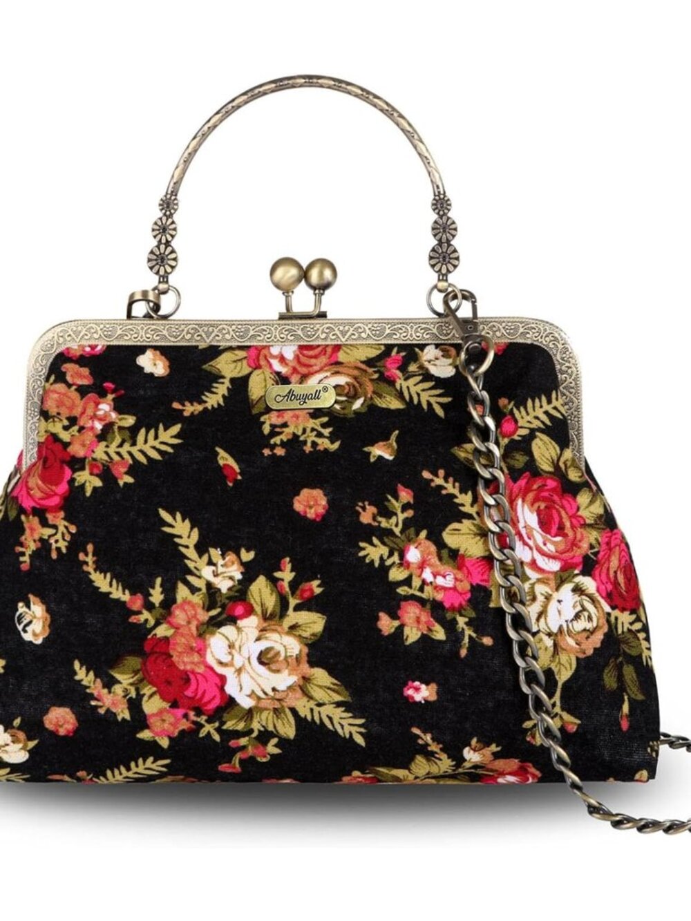 Vintage Purse Kiss Lock Purses and Handbags Floral Vacation Women Top Handle Han